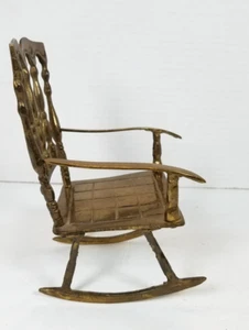 BRASS ROCKING CHAIR 6 INCHES VINTAGE DOLL CHAIR HEAVY , HOME DECOR - Picture 1 of 9