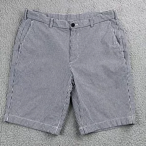 Brooks Brothers Men’s Chino Shorts 35 Blue White Gingham Flat Front Golf Casual - Picture 1 of 11