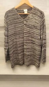 Womens Brown And Cream Striped Long Sleeved Sweater Size XL - Picture 1 of 6
