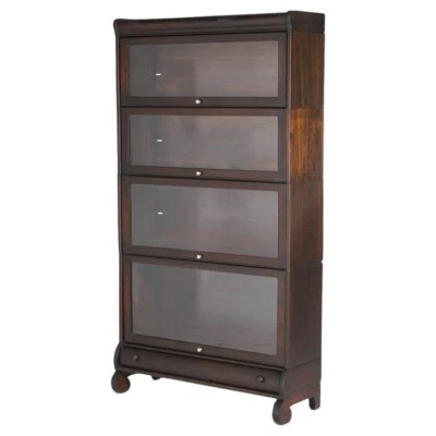 Antique Lundstrom Arts & Crafts Mahogany Four-Stack Barrister Bookcase c1910 - Image 1 of 4