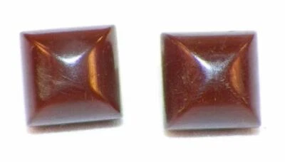 2 Brown Bakelite Buttons Puffy Squares Pillow Shape 2 Sew Thru Holes Nice #27 - Image 1 of 3