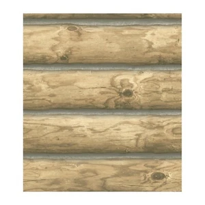 Lake Forest Lodge Rustic 3-D Mountain Logs Cabin Sure Strip Wallpaper CH7977 - Picture 1 of 8