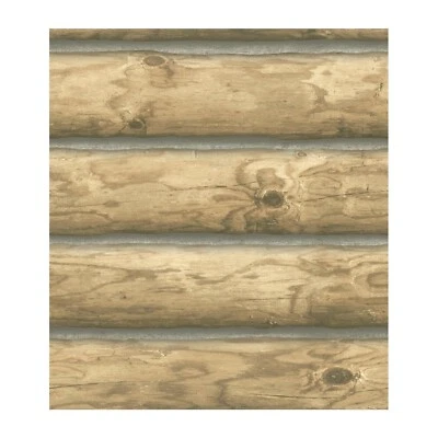 Lake Forest Lodge Rustic 3-D Mountain Logs Cabin Sure Strip Wallpaper CH7977 - Image 1 of 4