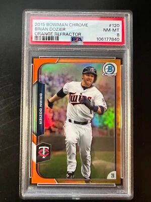 2015 Bowman Chrome Orange Refractor #120 Brian Dozier #'d 23/25 NM-MT PSA 8  - Image 1 of 2