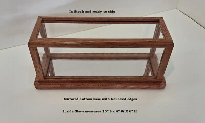 Display Case With Mirrored Base  15" L x 4" W X 6"H  Rounded edges  #PP24028 - Image 1 of 4