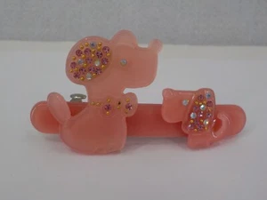 KLY BARRETTE SMALL PALE PINK HAIR CLIP SEQUINED LITTLE DOG MOUSE BOWTIE HANDMADE - Picture 1 of 5