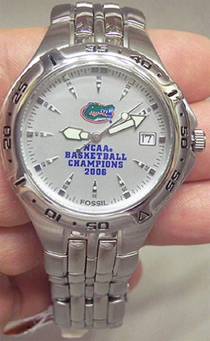 Florida Gators Fossil Watch Basketball 2006 National Champions Wristwatch, New Cover