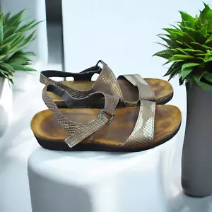 NAOT Pamela Sandals Metallic Leather Snakeskin Rhinestone Buckle Women’s 39 US 8 - Picture 1 of 9