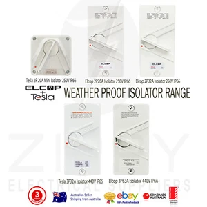 Elcop & Tesla Weatherproof Isolators(2P 20A,32A, 3P 32A,63A)AUSSIE APPROVED IP66 - Picture 1 of 31