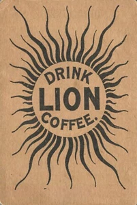 Tarjeta comercial victoriana Drink Lion Coffee Ohio River Information on Reverse de la década de 1880 - Imagen 1 de 2