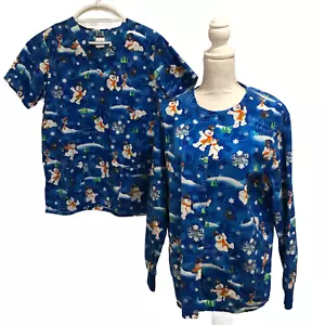 Frosty the Snowman Damen Größe Medium Weihnachten Peeling Top & Jacke 2-teiliges Set - Bild 1 von 11