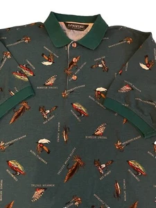 Linksport by Austad's Men's L Fly Fishing Theme Short Sleeve Cotton Polo Shirt - Picture 1 of 9