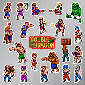 Double Dragon Stickers Nintendo NES Pixel Art 21 Magnet Pack
