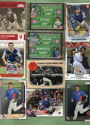 Lote de 34 cartas de Kyle Schwarber (Chicago Cubs) con novatos Foto 1 de 4