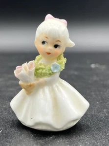 Vintage Napcoware Flower Girl Of The Month W/  Lei & Pink Flower, 2” - Picture 1 of 8