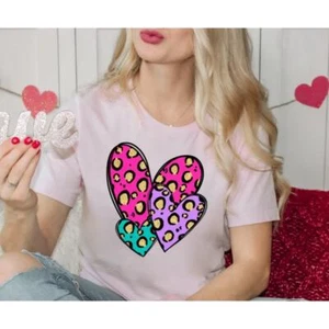 Cheetah Hearts- Full Color- Screen Print Transfer-Heat Transfer-Superbowl - Picture 1 of 2