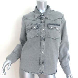 THE GREAT Western Snap-Front Chemise en coton gris taille 1 haut à manches longues