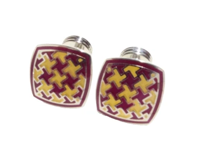 一套正品 CHARLES TYRWHITT 珐琅 CUFFLINKS 全新男式设计师礼物 — 第 1/4 张图片