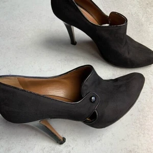 Size 38 Hobbs London Suede Heels w/ Cutouts Black - Picture 1 of 6