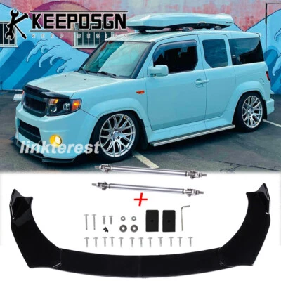 For Honda Element Front Bumper Lip Parts Spoiler Splitter Strut Rods Glossy JDM - Image 1 of 4