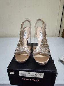 nina womens shoe Size 10, Rhinestone Studed, Silk - Picture 1 of 14