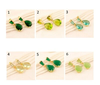Party Wear Faceted Cut Hydro Quartz Gold Plated Drop Dangle Earrings For Girls  - Image 1 of 4
