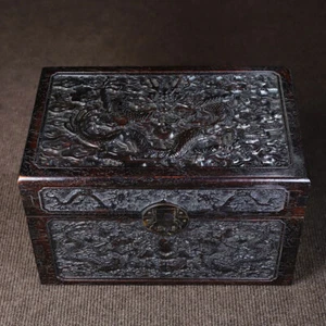 Chinese Red sandalwoodHandcarved Exquisite Dragon Pattern Boxe 14492 - Picture 1 of 9