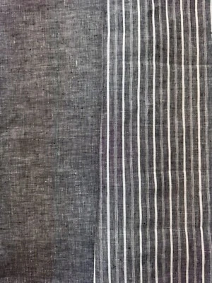 T.D.I. 100% Linen Fabric Yarn Dyed Stripe and Coordinated Solid Color Unique Black BTY