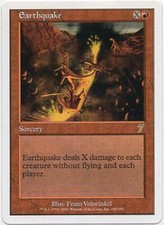 EARTHQUAKE X1  MAGIC MTG 7TH EDITION NEAR MINT (NM) UNPLAYED! TINY BEND TOP