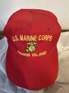 US Marine Corps Parris Island Snapback Hat Red and Yellow - READ DETAILS - Picture 1 of 11