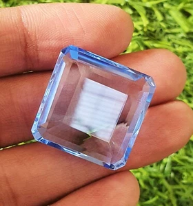 50 Ct Flawless Santa Maria Aquamarine Square Cut AAA Quality Loose Gemstone - Picture 1 of 10