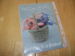 New in Package Knitting By Post Rabbits in a Basket Knit Bunnies Pattern - Picture 1 of 4