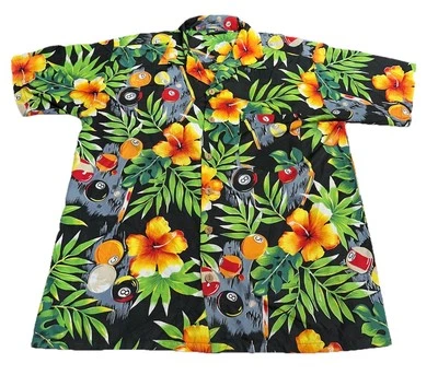 Camisa Hawaiana Abotonada Para Hombres M Billar Piscina Isla Playa AOP Estampado Completo Foto 1 de 4