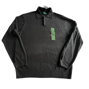 David Taylor Collection Black Polo Sweater Long Sleeve Knit New L - Picture 1 of 7