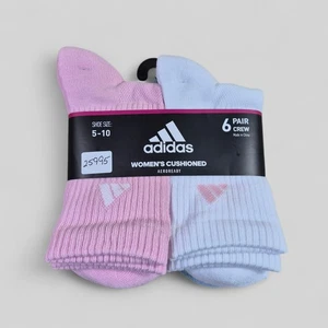ADIDAS Womens Socks Crew Aeroready Cushioned Everyday 6 Pair Shoe Size 5-10 - Picture 1 of 5