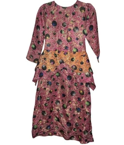 Vintage Handmade Galaxy Abstract Tiered Waist Dress Iridescent 4 - Bild 1 von 19