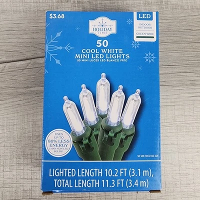 Holiday Time LED Cool White Mini Christmas lights - 100 ct - NEW - Image 1 of 4