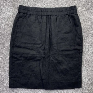 J Crew Skirt Womens Medium Black Linen Pull On Pockets Slip Lined Classy AO792 - Picture 1 of 11