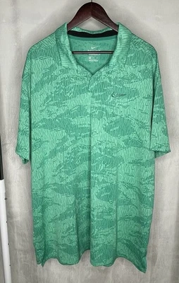 Nike Dri-Fit Standard Fit Polo Shirt 3XL Green Allover Print Golf Athletic - Image 1 of 4