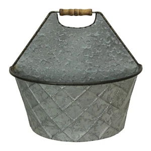 Scratch & Dent Large Galvanized Metal Rustic Wall Pocket Hanging Decor - Picture 1 of 3