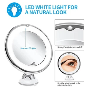 LED Light 10X Makeup Mirror Bathroom Mirror LED Vanity Mirror Cosmetic Mirror - Picture 1 of 8