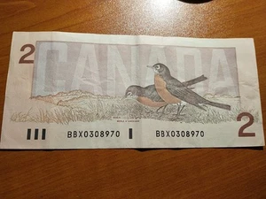 Canada 2 Dollar Bill 1986 Special Prefix BBX Thissen Crow Birds Of Canada Bill - Bild 1 von 2