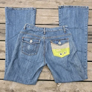 Vanilla Star Jeans Womens 12 Blue Denim Light Flare Bell Bottom Y2K Embroidered - Picture 1 of 8