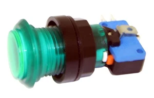 Green Long Length Illuminated Arcade Game Push Button with microswitch, Jamma - Picture 1 of 1