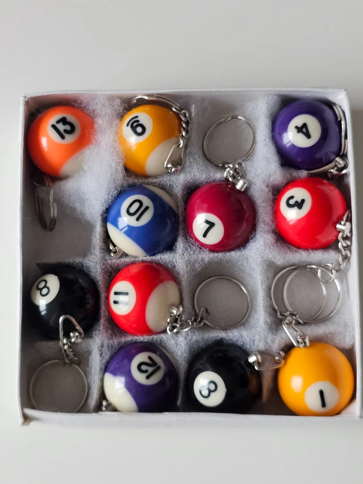 Mini Billard Kugeln *  Schlüsselanhänger * Größe 3 cm Durchmesser * 11 Stück - Bild 1 von 1
