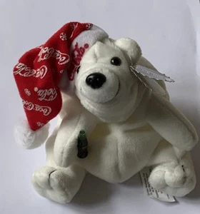 Coca Cola Plush Style #0118 COCA-COLA Polar Bear in Snowflake Hat - Picture 1 of 9
