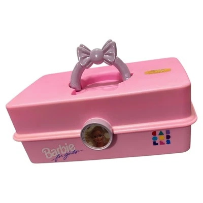 VTG 90's Barbie Pink Purple Handle Bow CABOODLES Storage Carrying Case 2805 Y2K - Image 1 of 4