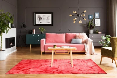 EORC MODERN DESIGN | WOOL PINK CLASSIC ABSTRACT DIP DYED RUG | HAND-CRAFTED - Image 1 of 4