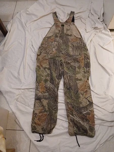 Vtg 90s Liberty Real Tree Overalls 36/38x30 Green Camo Bib Hunting Adjustable - Picture 1 of 21