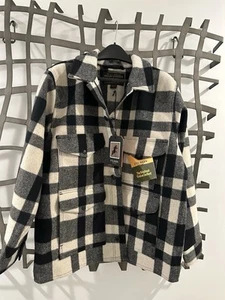New FILSON Mackinaw Wool Cruiser Jacket - Natural / Black Heritage Plaid Mens L - Picture 1 of 4